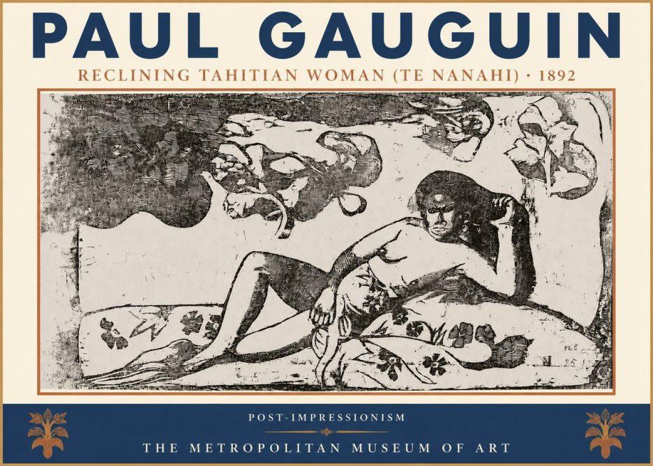 Paul Gauguin Reclining Tahitian Woman (Te Nanahi) No3 - Plakat