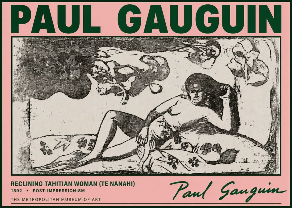 Paul Gauguin Reclining Tahitian Woman (Te Nanahi) No4 - Plakat