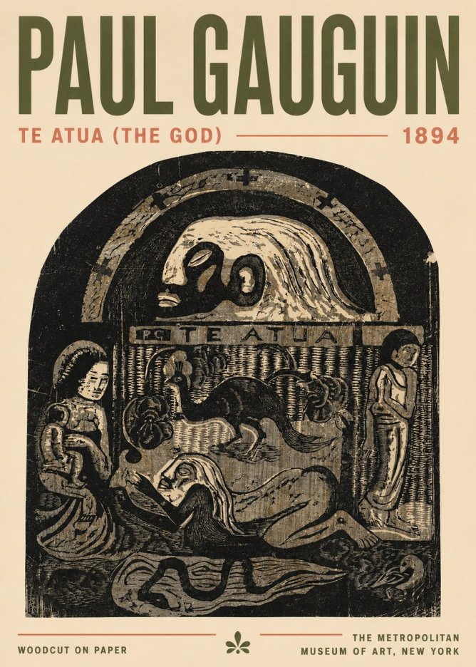 Paul Gauguin Te Atua (the God) No4 - Plakat