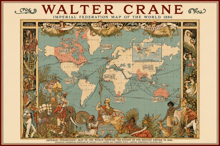 Walter Crane Imperial Federation Map of the World 1886 No4 - Plakat