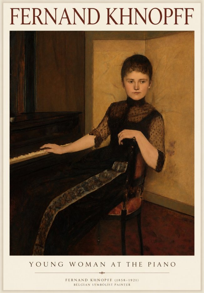 Fernand Khnopff The Piano, 1889 No4 - Plakat