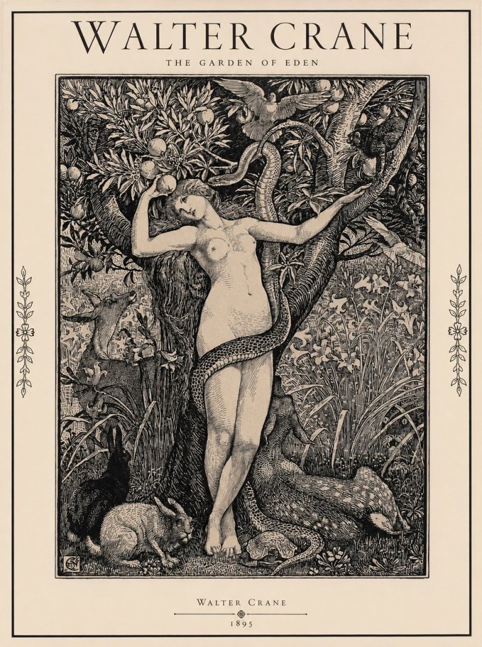 Walter Crane The Garden of Eden No1 - Plakat