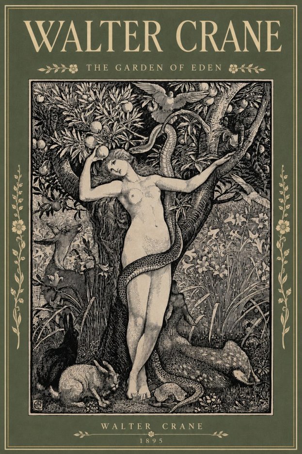 Walter Crane The Garden of Eden No5 - Plakat