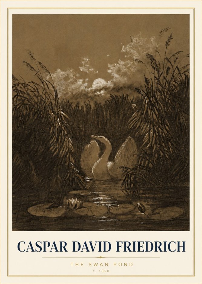 Caspar David Friedrich The Swan Pond No4 - Plakat