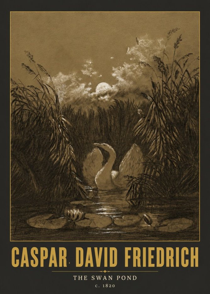 Caspar David Friedrich The Swan Pond No6 - Plakat