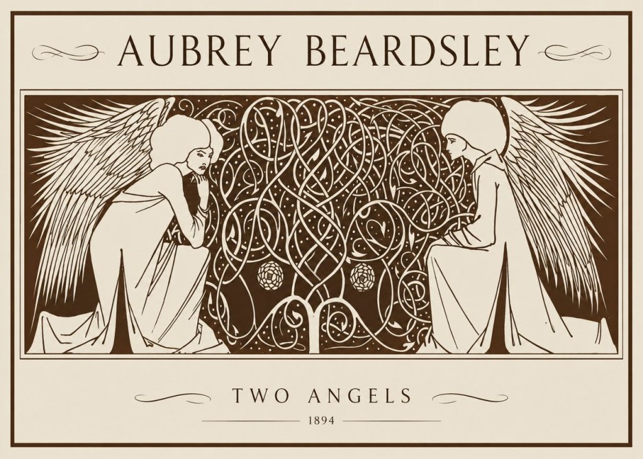 Aubrey Beardsley Two Angels No1 - Plakat