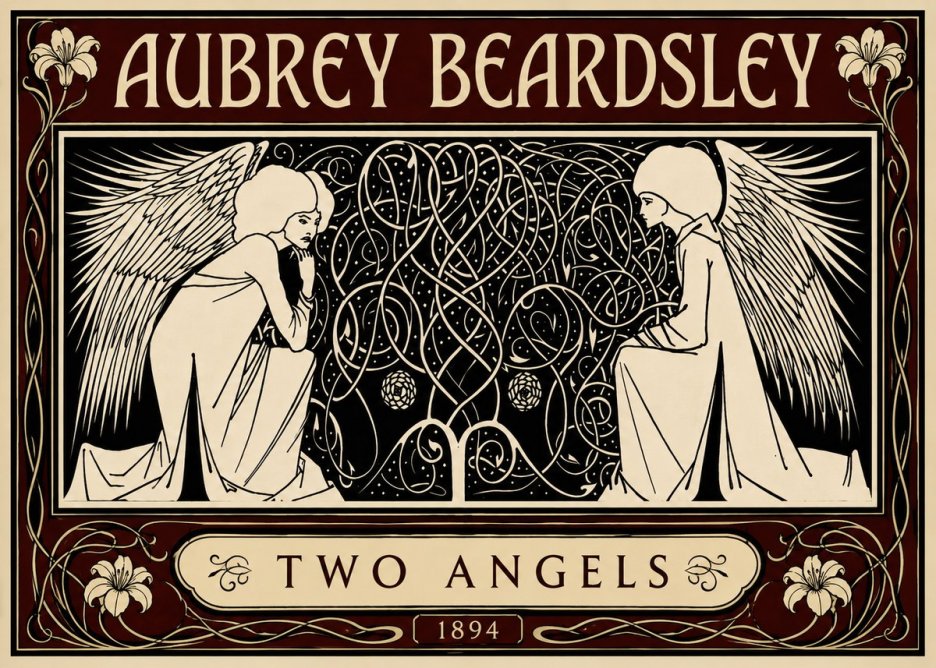 Aubrey Beardsley Two Angels No5 - Plakat