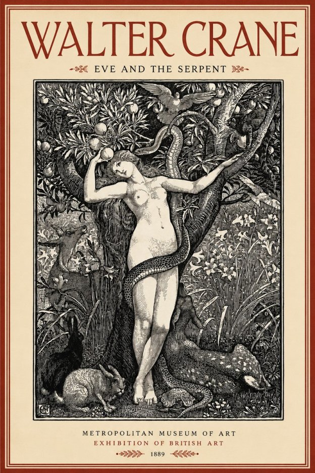 Walter Crane Eve and the Serpent No2 - Plakat