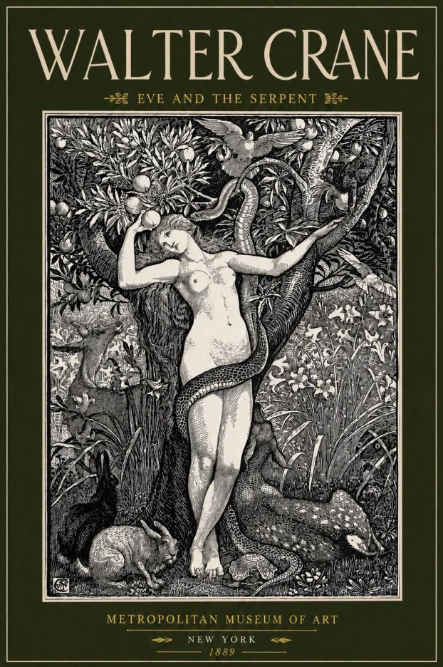 Walter Crane Eve and the Serpent No4 - Plakat