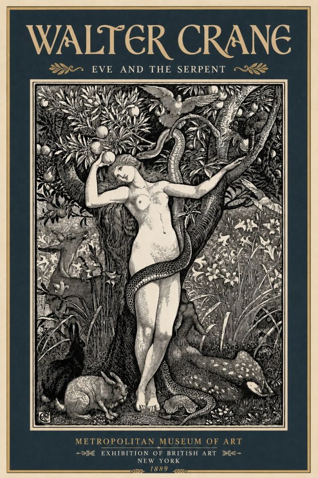 Walter Crane Eve and the Serpent No6 - Plakat