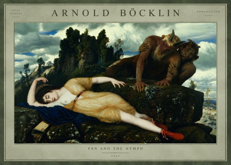 Arnold Böcklin Pan and the Nymph No5 - Plakat