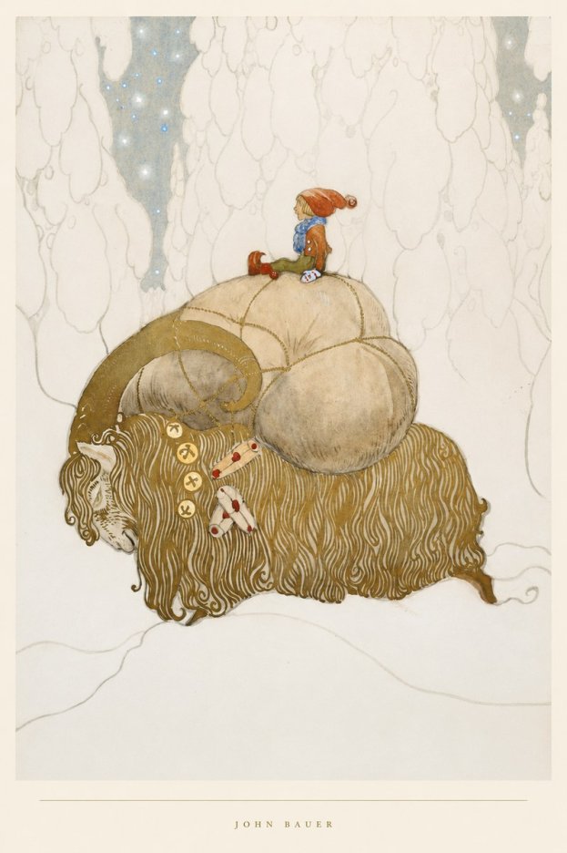 John Bauer The Boy and the Musk Ox No4 - Plakat