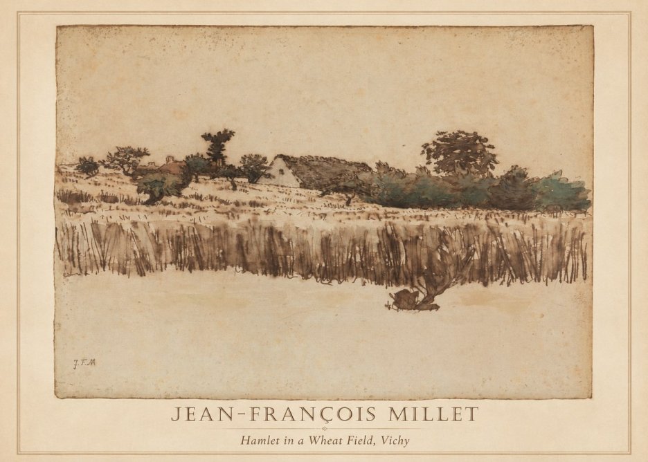 Jean-François Millet Hamlet in a Wheat Field, Vichy No2 - Plakat