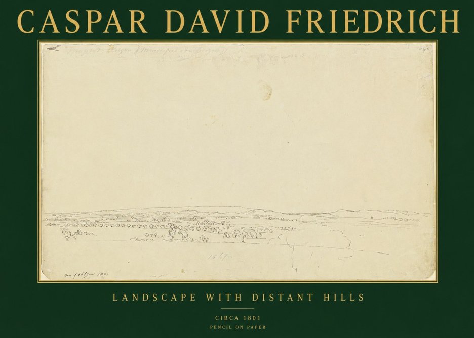 Caspar David Friedrich Landscape with Distant Hills No2 - Plakat