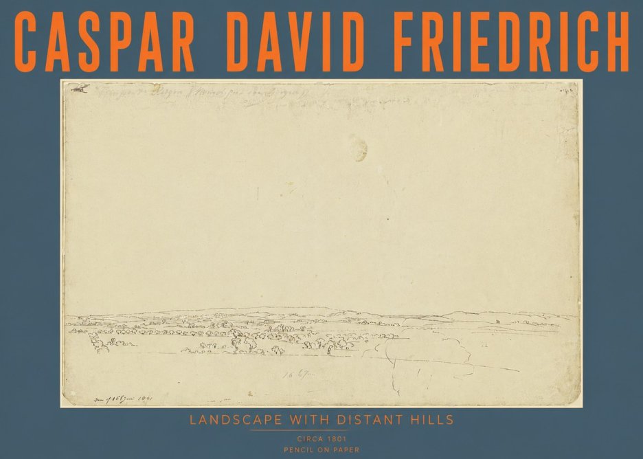 Caspar David Friedrich Landscape with Distant Hills No4 - Plakat