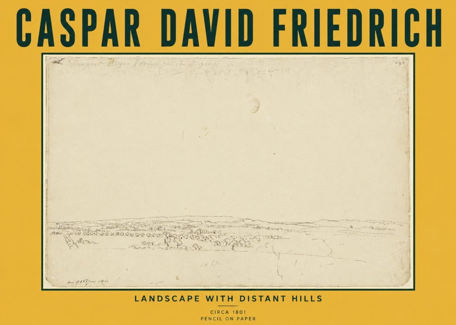 Caspar David Friedrich Landscape with Distant Hills No6 - Plakat