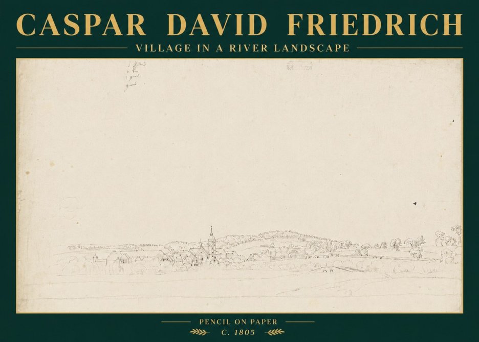 Caspar David Friedrich Village in a River Landscape No6 - Plakat