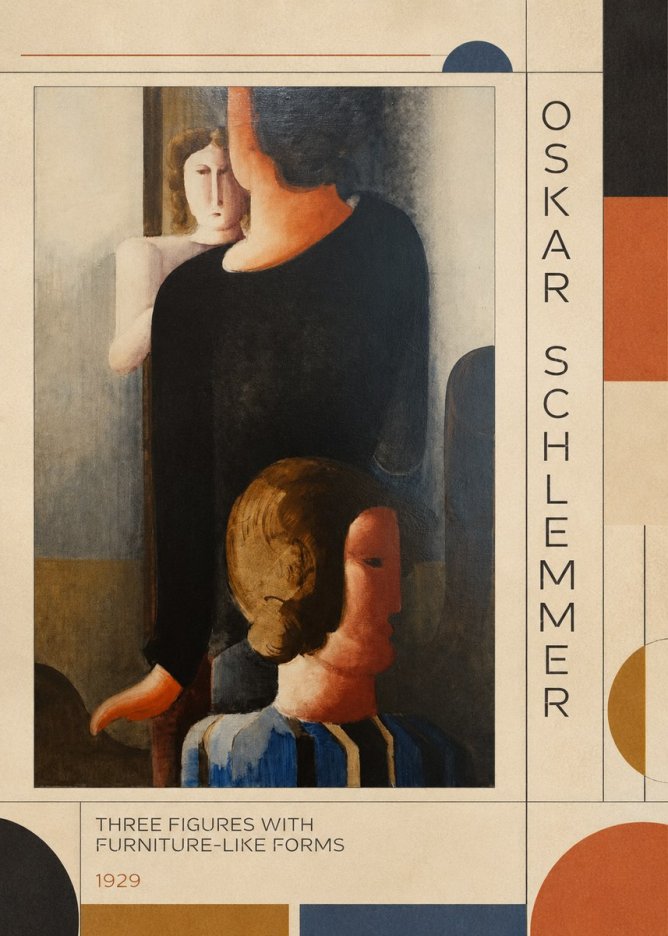 Oskar Schlemmer Three Figures with Furniture-like Forms No2 - Plakat