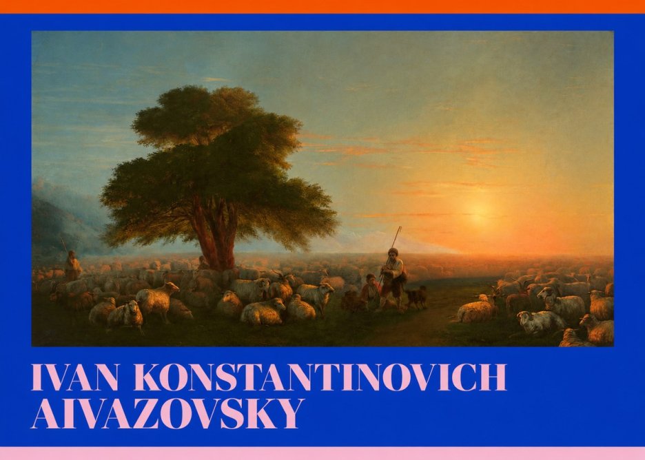 Ivan Konstantinovich Aivazovsky Shepherd with Flock at Sunset No6 - Plakat