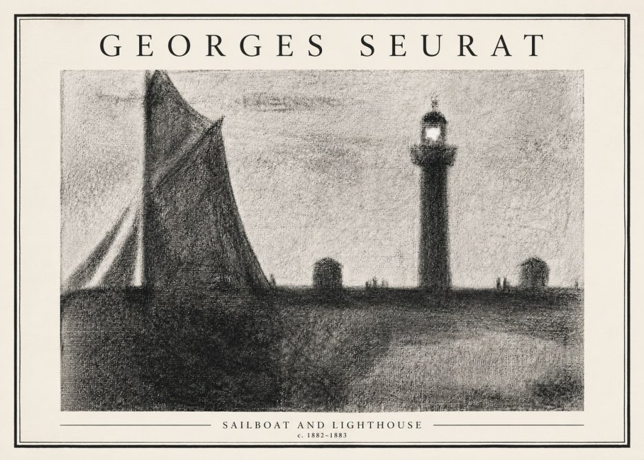 Seurat Sailboat and Lighthouse No3 - Plakat