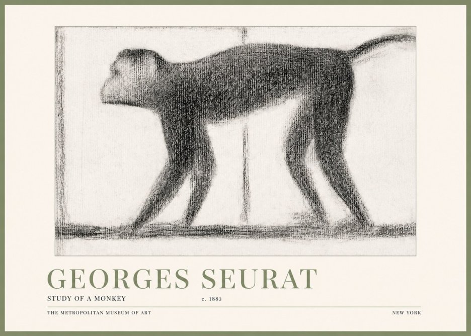 Seurat Study of a Monkey No3 - Plakat