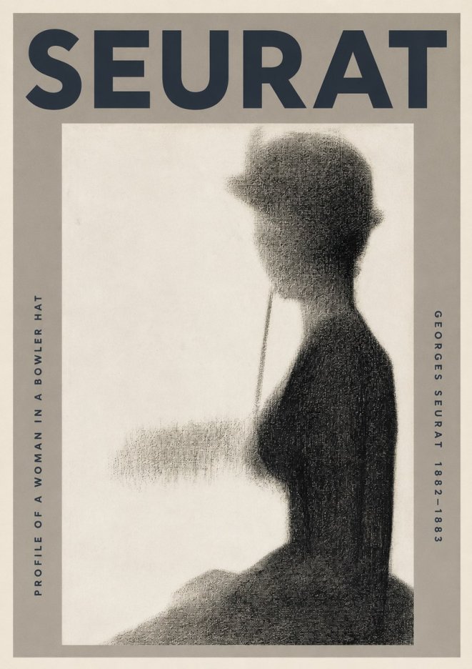 Seurat Profile of a Woman in a Bowler Hat No3 - Plakat