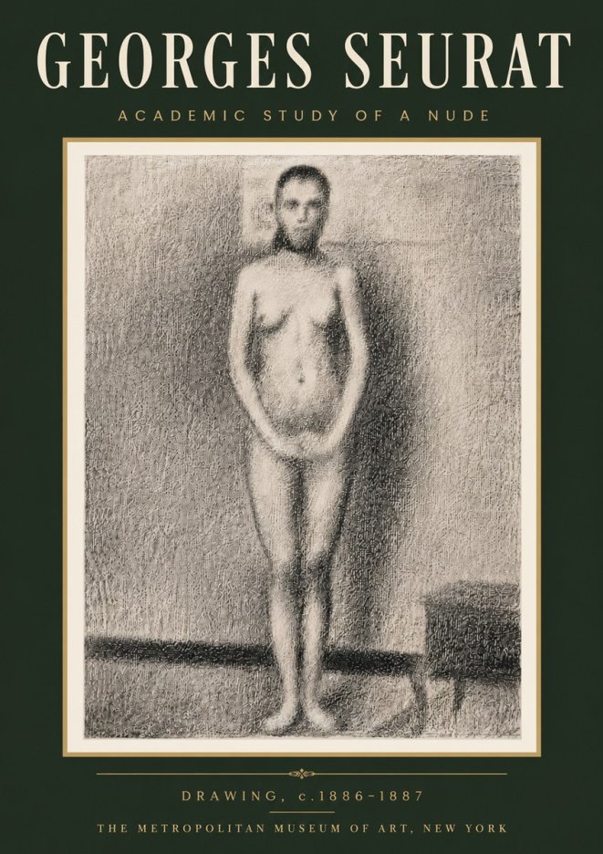 Seurat Academic Study of a Nude No6 - Plakat