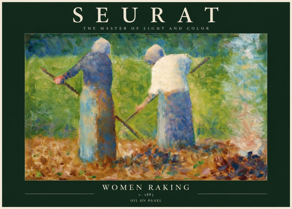 Seurat Women Raking No4 - Plakat