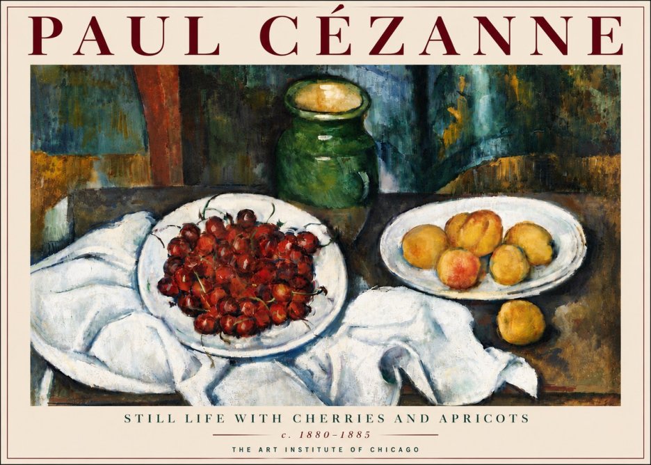 Paul Cézanne Still Life with Cherries and Apricots No6 - Plakat