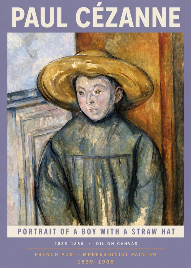 Paul Cézanne Portrait of a Boy with a Straw Hat No4 - Plakat