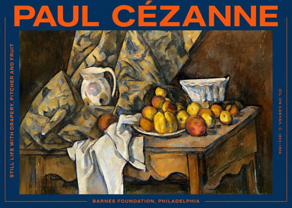 Paul Cézanne Still Life with Drapery, Pitcher and Fruit No3 - Plakat