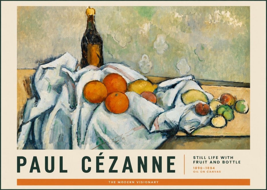 Paul Cézanne Still Life with Fruit and Bottle No3 - Plakat