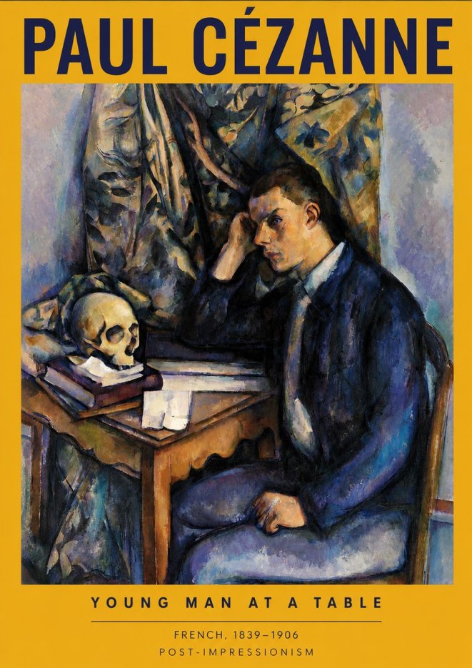 Paul Cézanne Young Man at a Table No2 - Plakat
