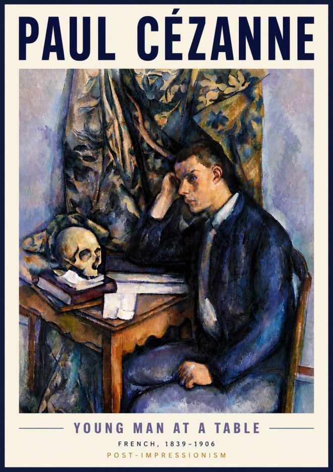 Paul Cézanne Young Man at a Table No5 - Plakat