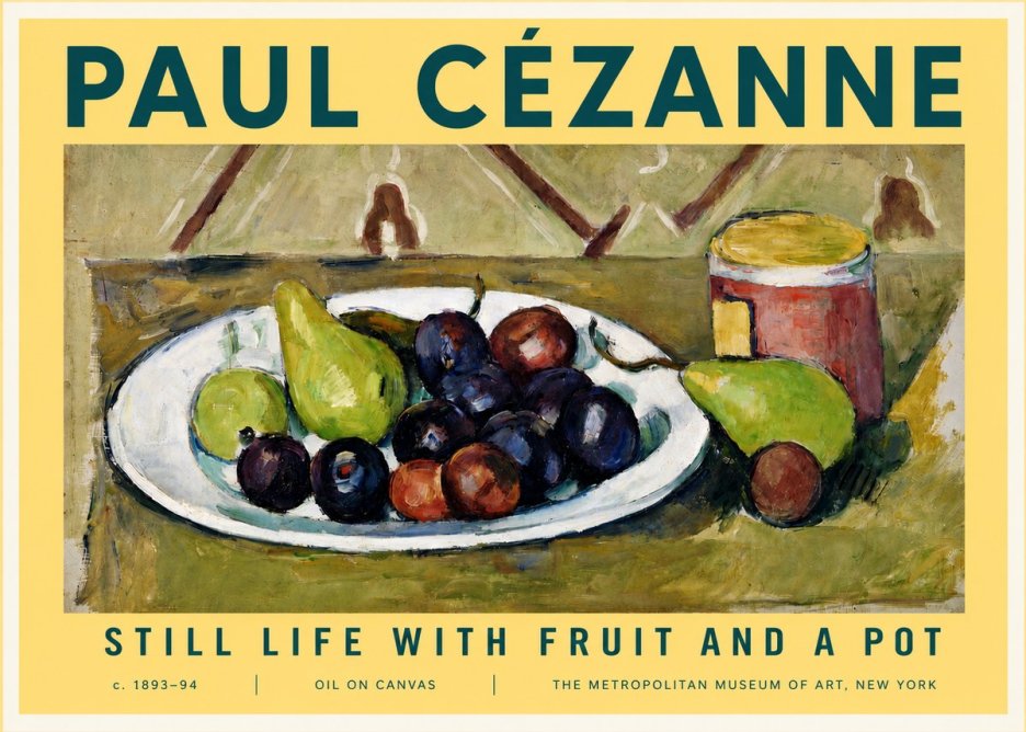 Paul Cézanne Still Life with Fruit and a Pot No3 - Plakat
