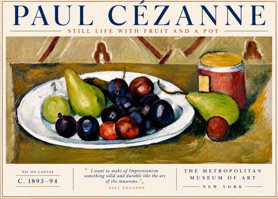Paul Cézanne Still Life with Fruit and a Pot No4 - Plakat