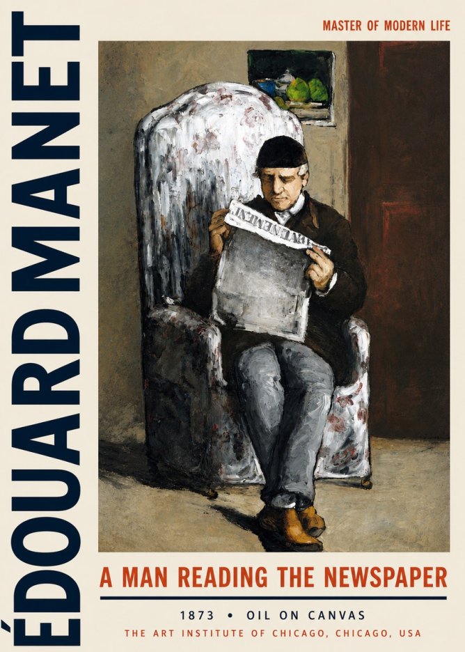 Édouard Manet A Man Reading the Newspaper No3 - Plakat