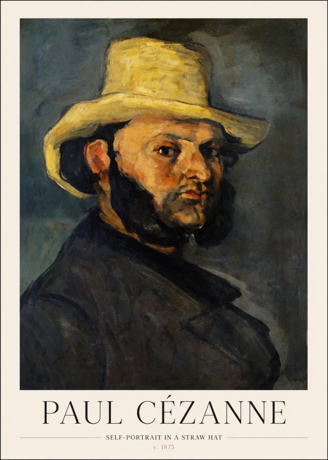 Paul Cézanne Self-portrait in a Straw Hat No1 - Plakat