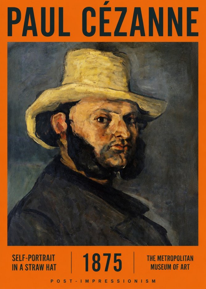 Paul Cézanne Self-portrait in a Straw Hat No2 - Plakat