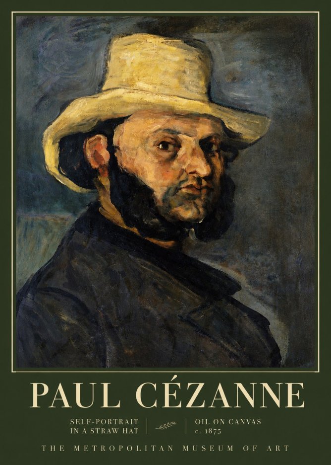 Paul Cézanne Self-portrait in a Straw Hat No3 - Plakat