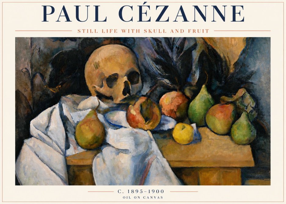 Paul Cézanne Still Life with Skull and Fruit No5 - Plakat