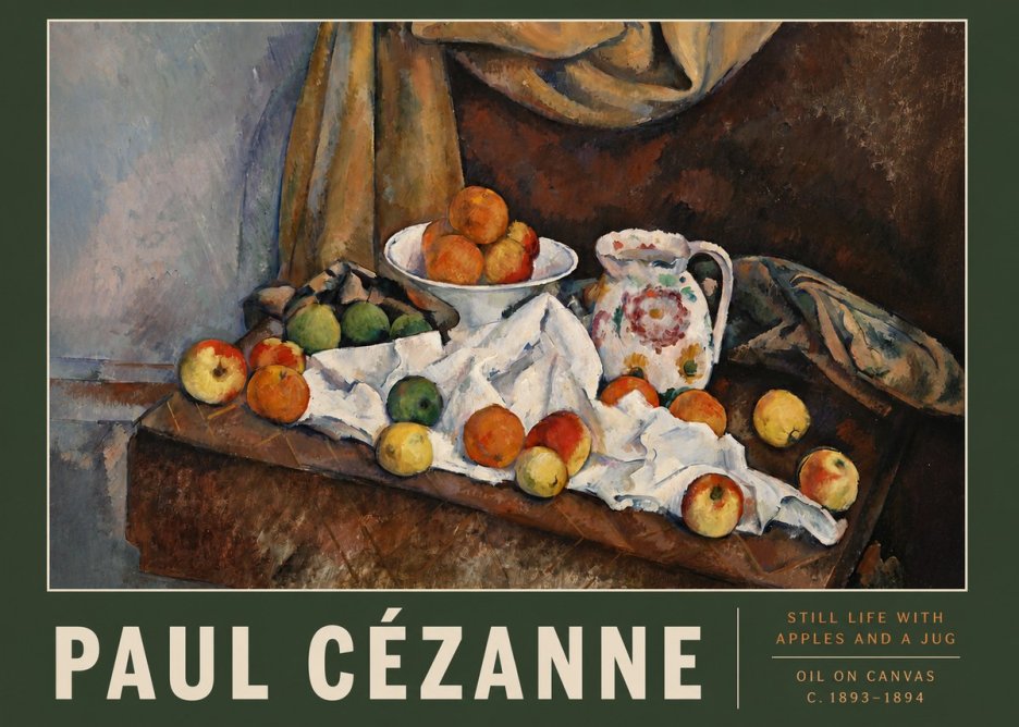Paul Cézanne Still Life with Apples and a Jug No3 - Plakat