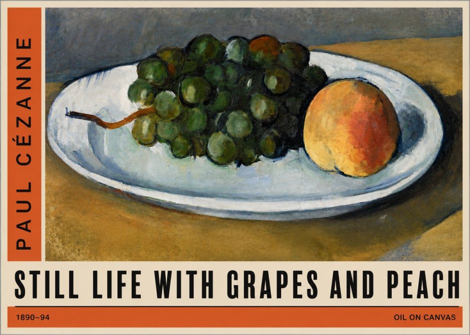Paul Cézanne Still Life with Grapes and Peach No2 - Plakat