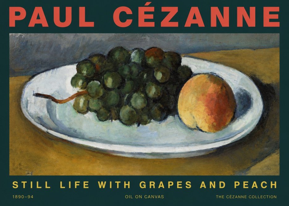 Paul Cézanne Still Life with Grapes and Peach No3 - Plakat