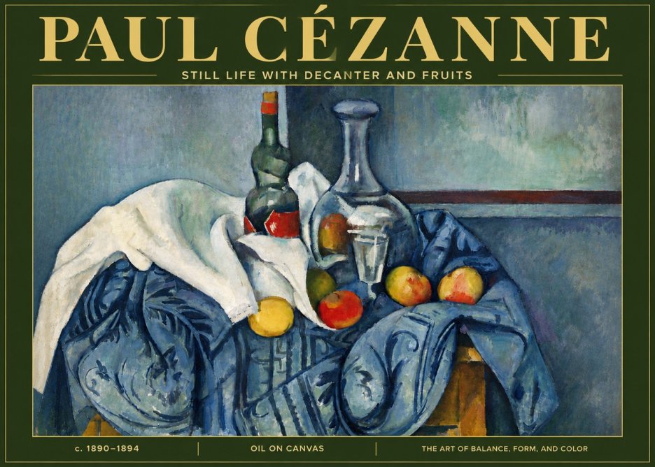 Paul Cézanne Still Life with Decanter and Fruits No5 - Plakat