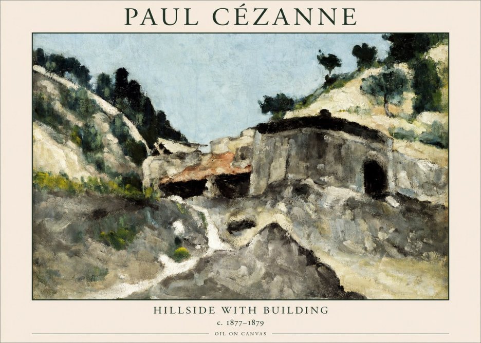 Paul Cézanne Hillside with Building No1 - Plakat