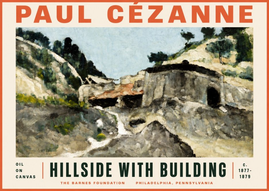 Paul Cézanne Hillside with Building No5 - Plakat