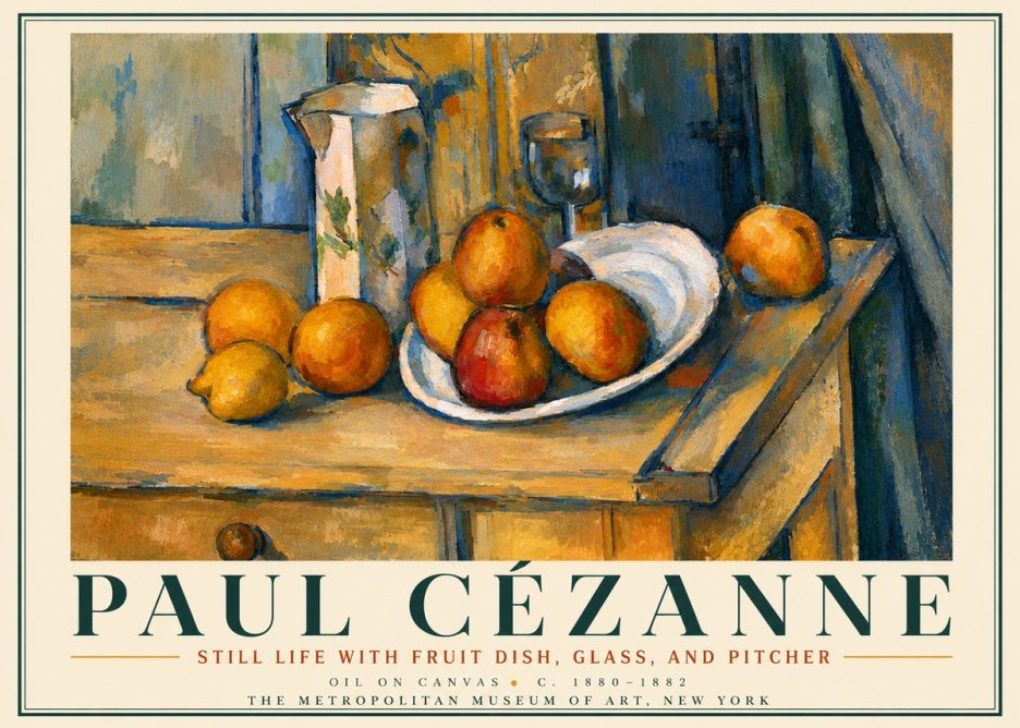 Paul Cézanne Still Life with Fruit Dish, Glass, and Pitcher No5 - Plakat