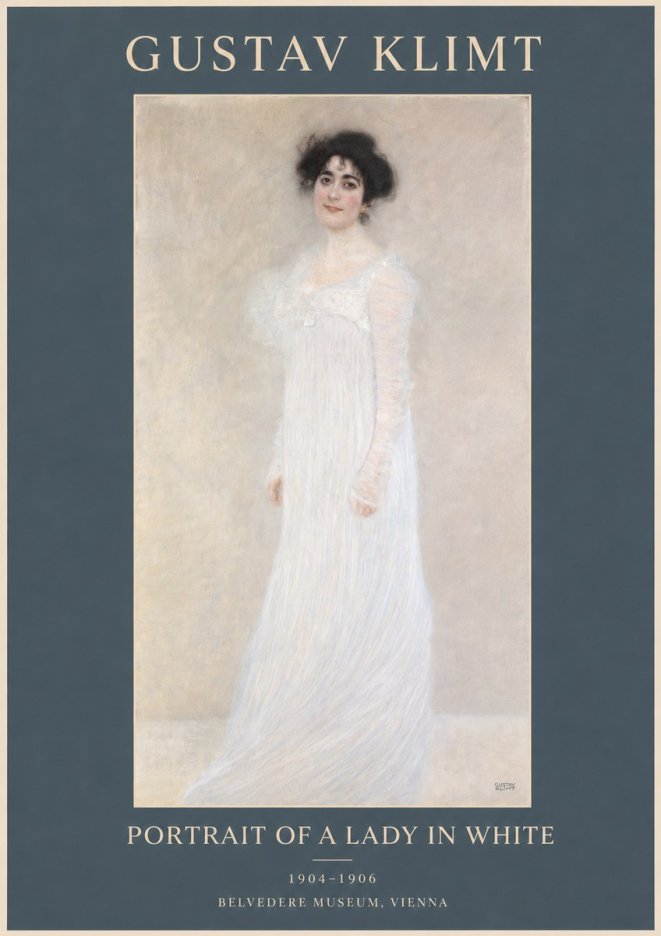 Klimt Portrait of a Lady in White No3 - Plakat