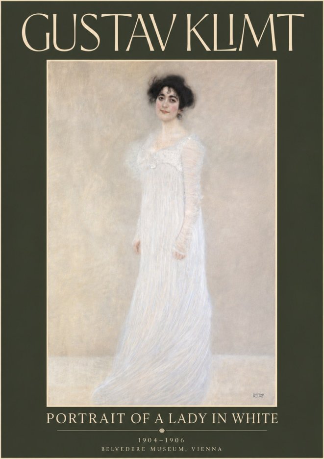 Klimt Portrait of a Lady in White No5 - Plakat